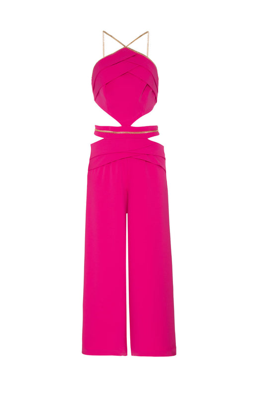 MACACÃO CREPE CHAIN PINK