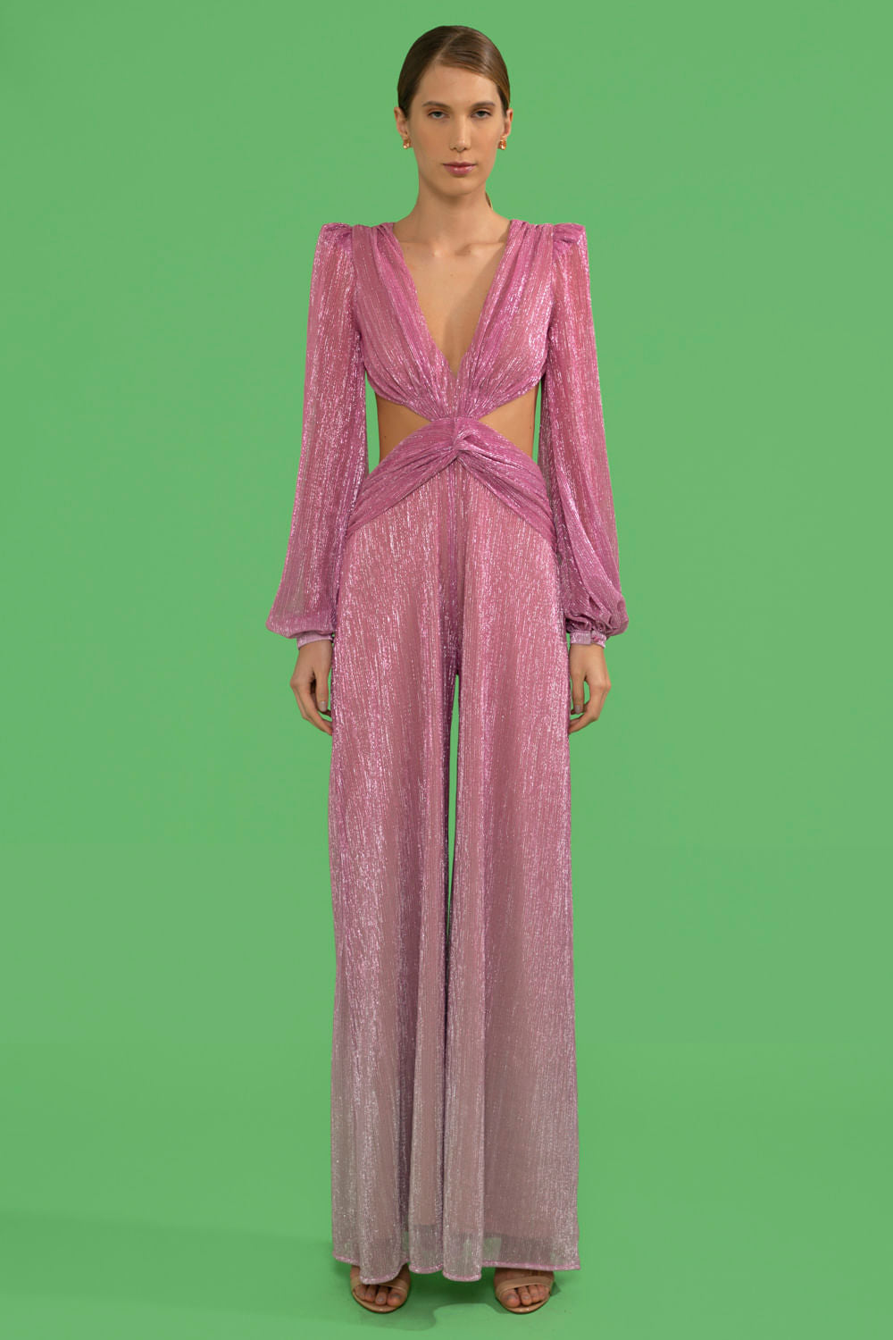 MACACÃO RECORTES LUREX TWIGGY ROSA