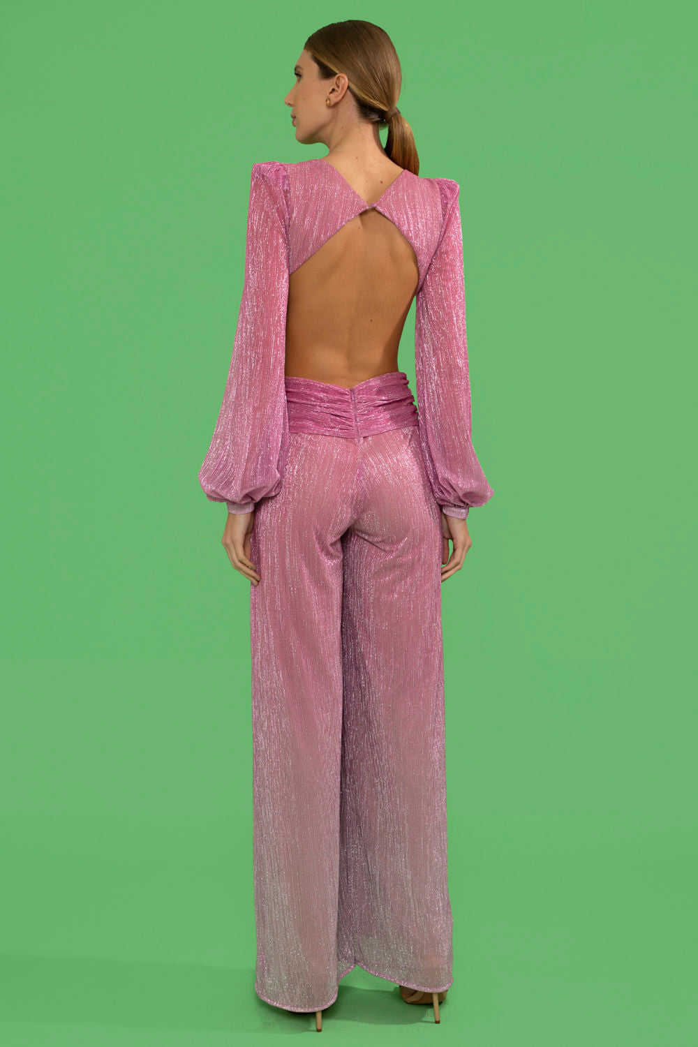 MACACÃO RECORTES LUREX TWIGGY ROSA