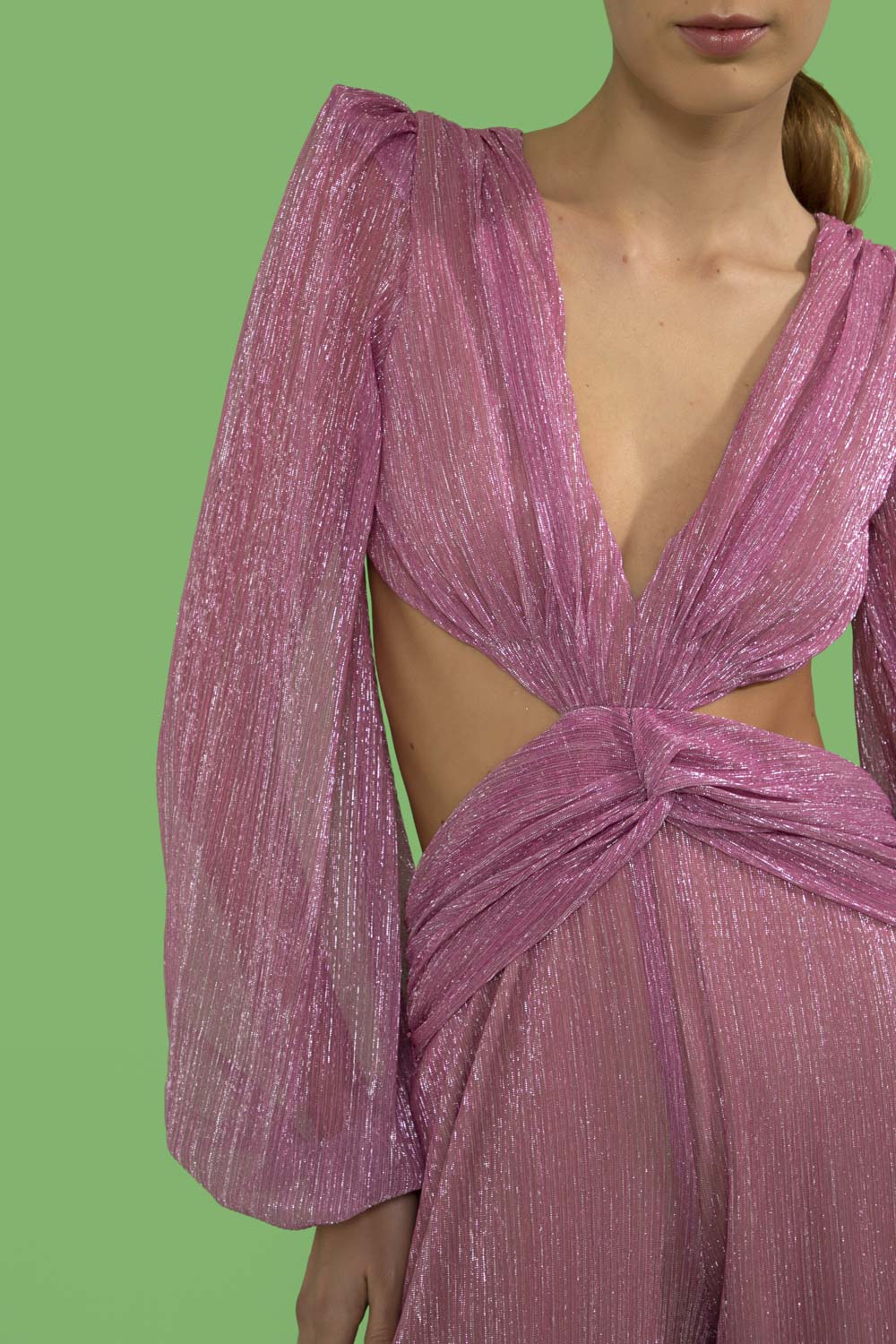 MACACÃO RECORTES LUREX TWIGGY ROSA