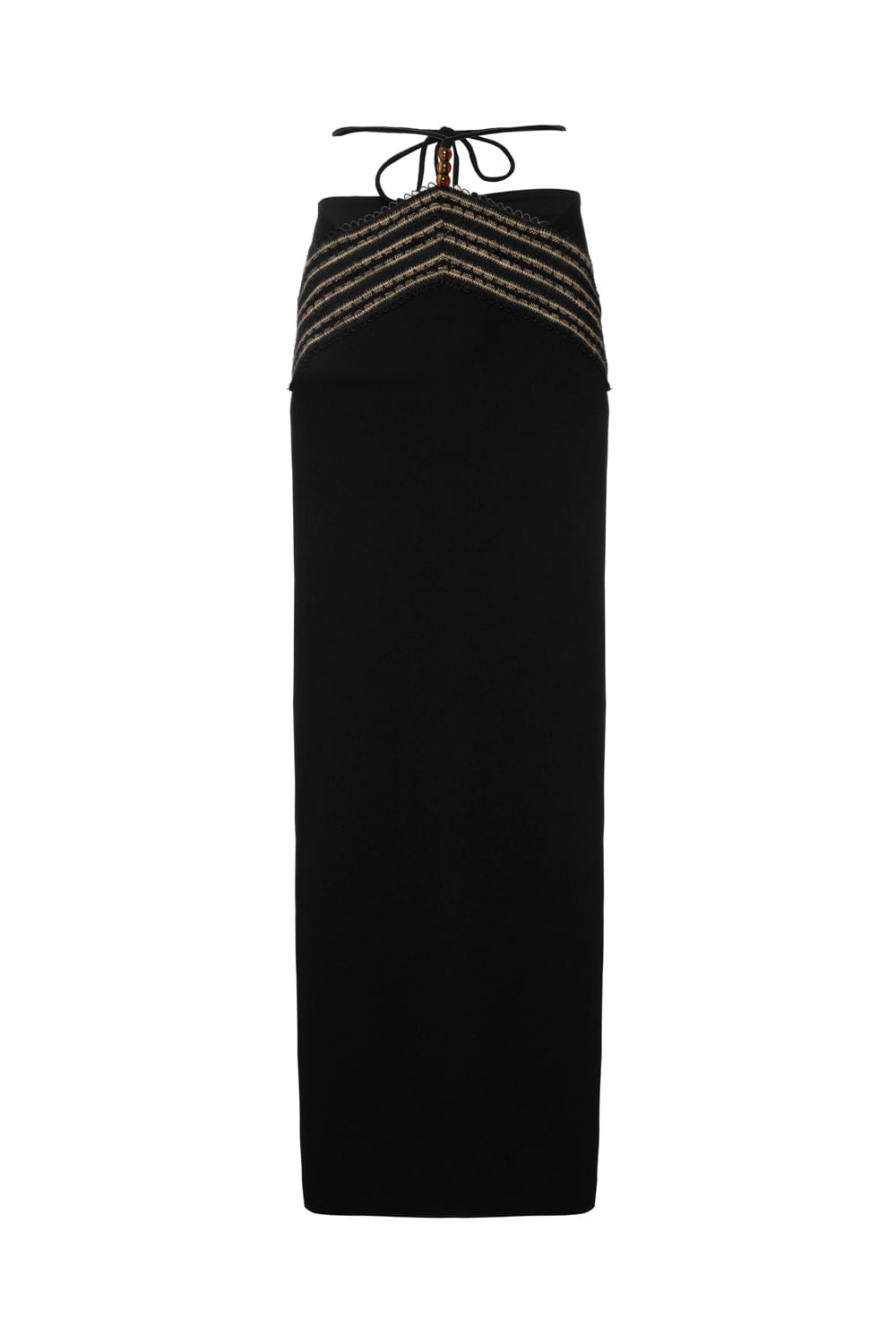 SAIA LONGA RETA ENTREMEIO CREPE CHAIN PRETO