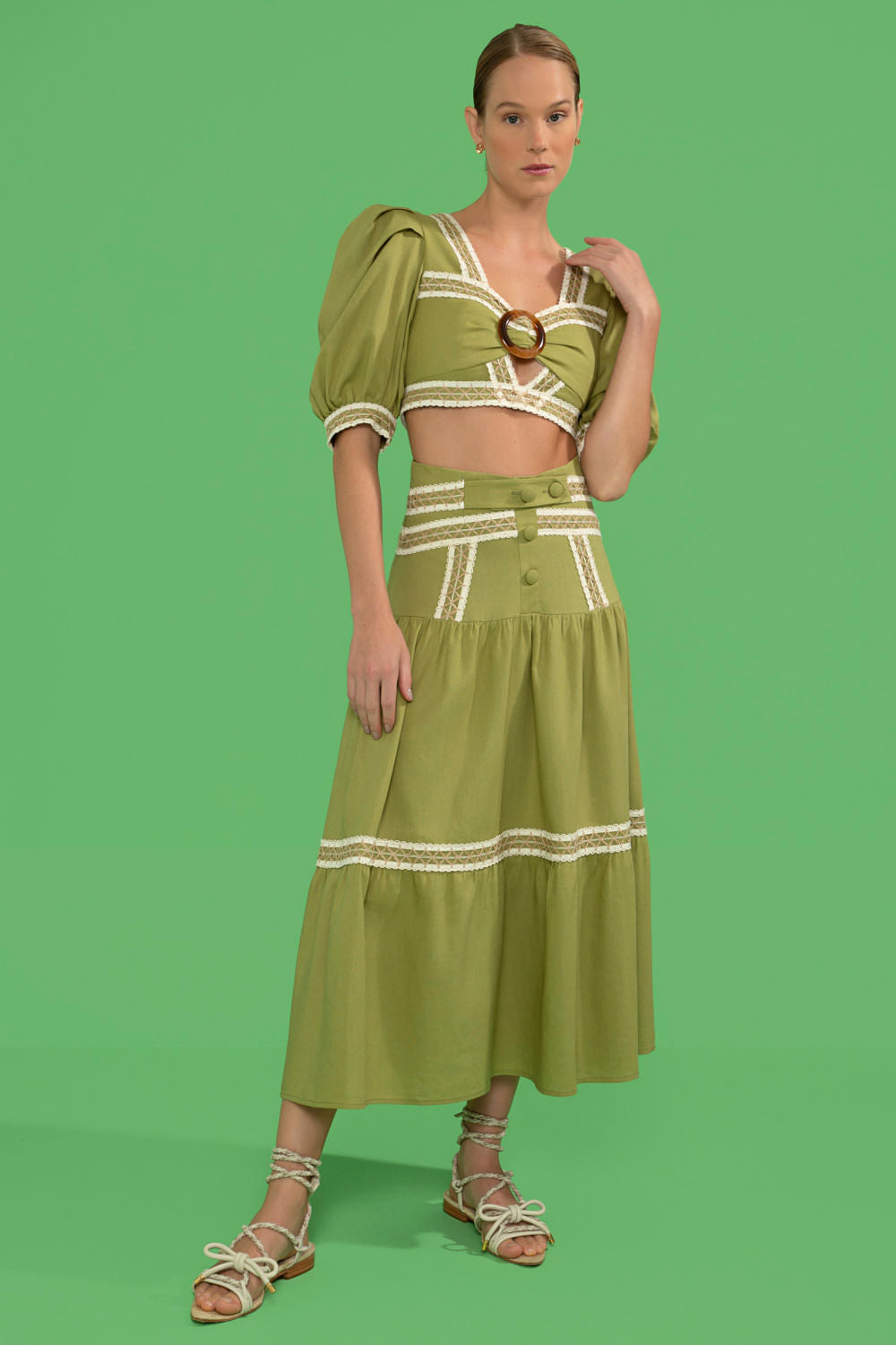 SAIA MÍDI ENTREMEIO LINHO FRENCH VERDE