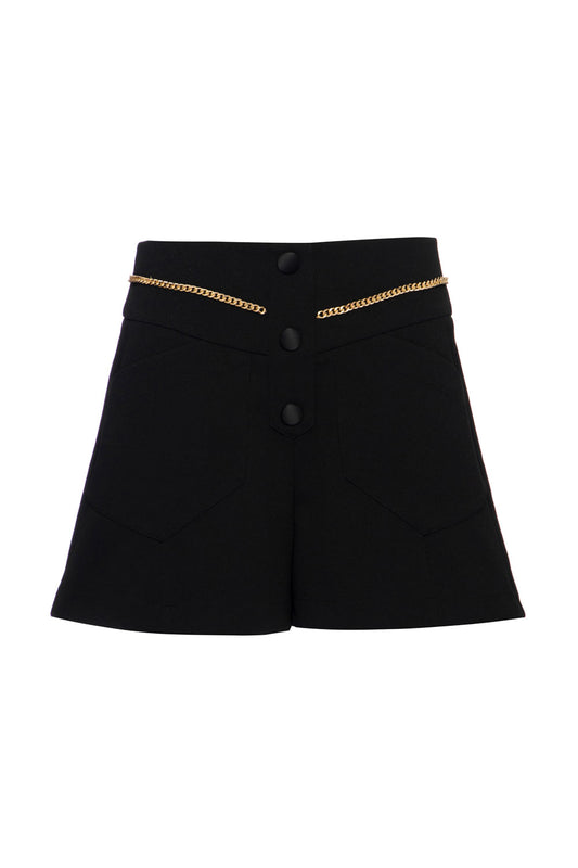 SHORT CORRENTE CREPE CHAIN PRETO
