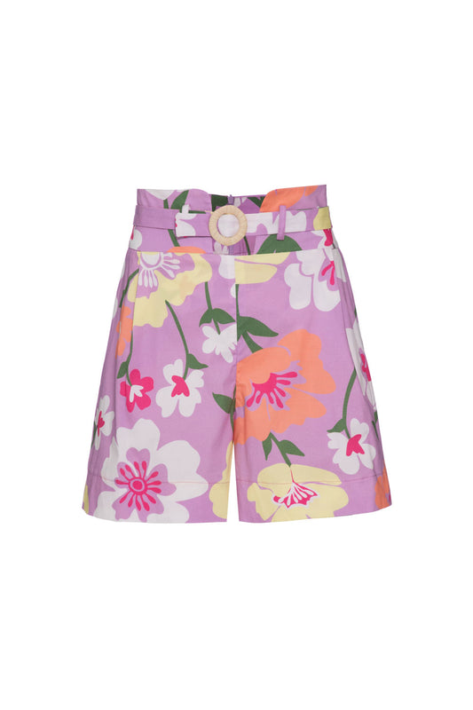 SHORT RETRÔ FLOWER LILAS