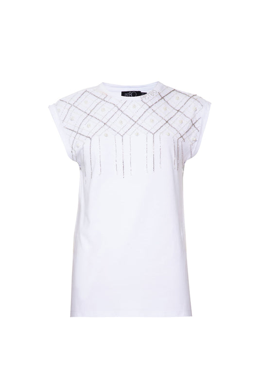 T-shirt bordada bombshell off white