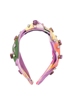 TIARA BORDADA RETRÔ FLOWER LILAS