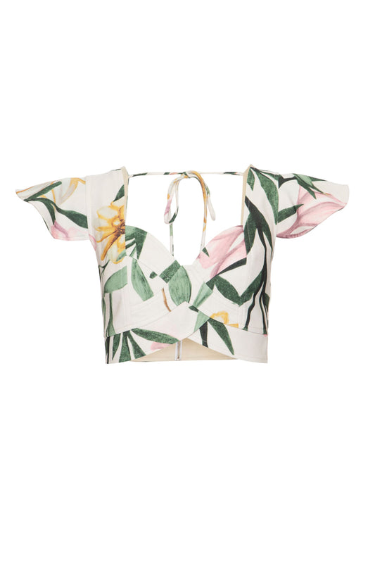 TOP CROPPED MANGAS BABADOS JASMINE OFF WHITE