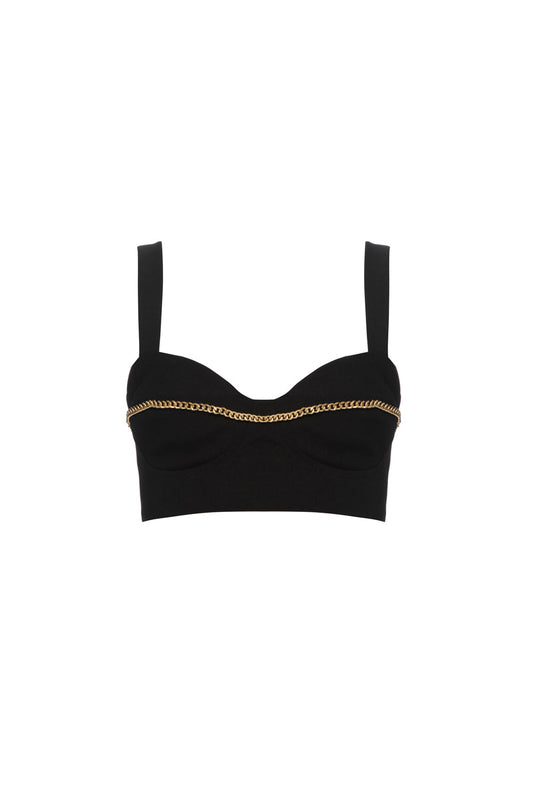 TOP CORRENTE CREPE CHAIN PRETO