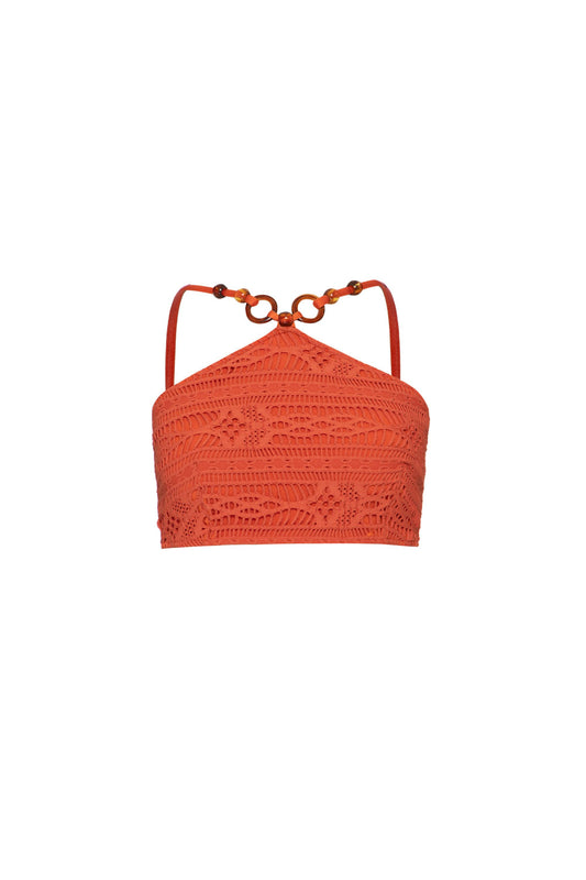 TOP CROPPED ARGOLAS LYCRA APRICOT LARANJA