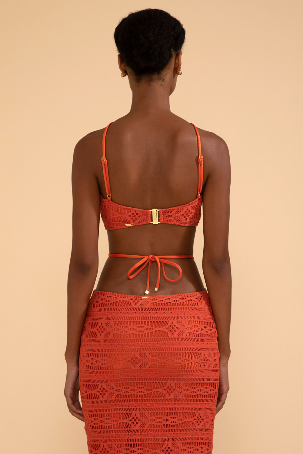 TOP CROPPED ARGOLAS LYCRA APRICOT LARANJA