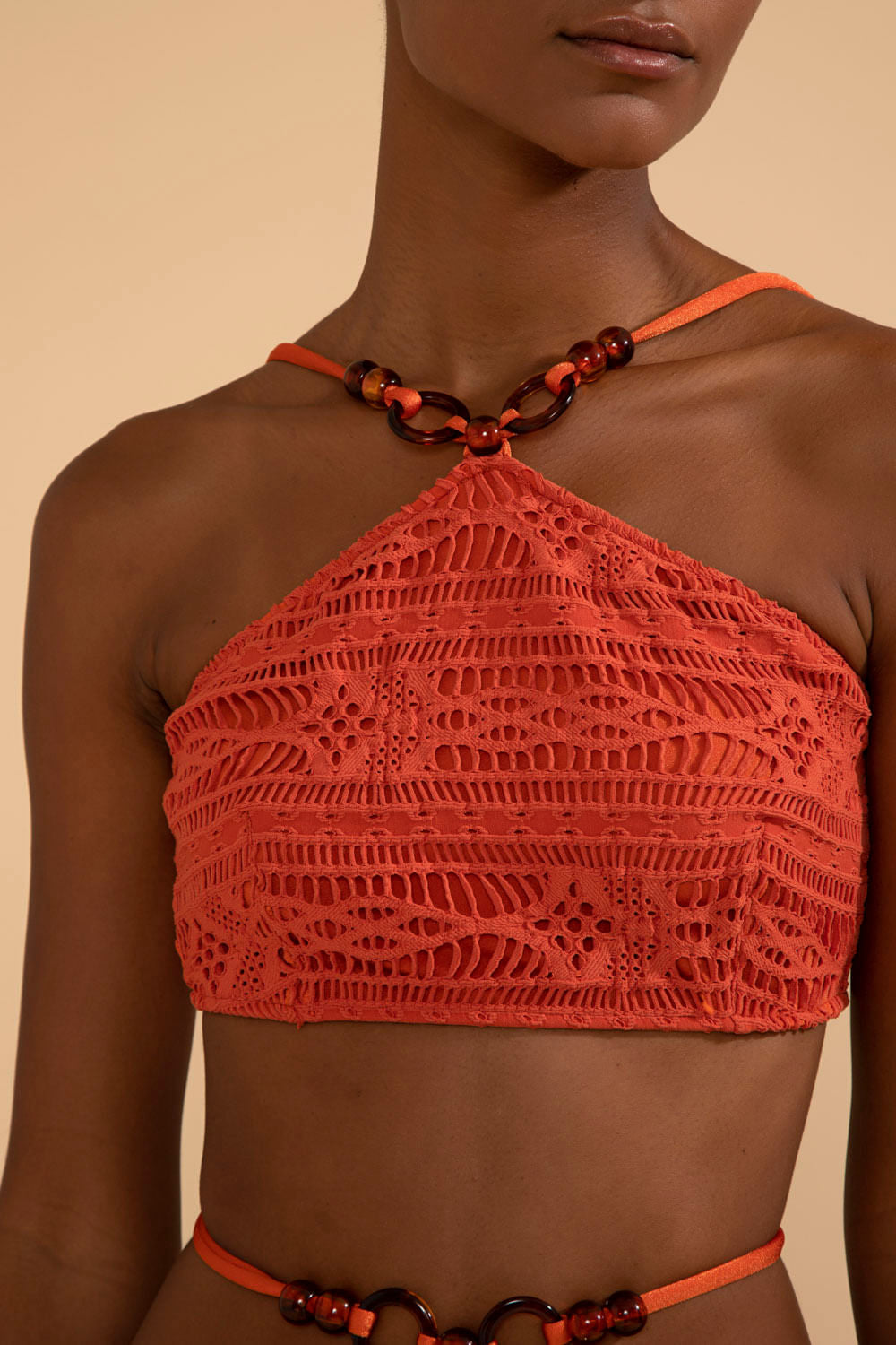 TOP CROPPED ARGOLAS LYCRA APRICOT LARANJA
