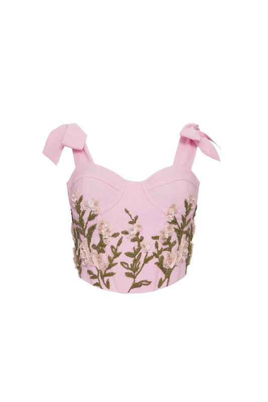 TOP CROPPED CORSET LINHO FRENCH ROSA