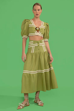 TOP CROPPED ENTREMEIO LINHO FRENCH VERDE