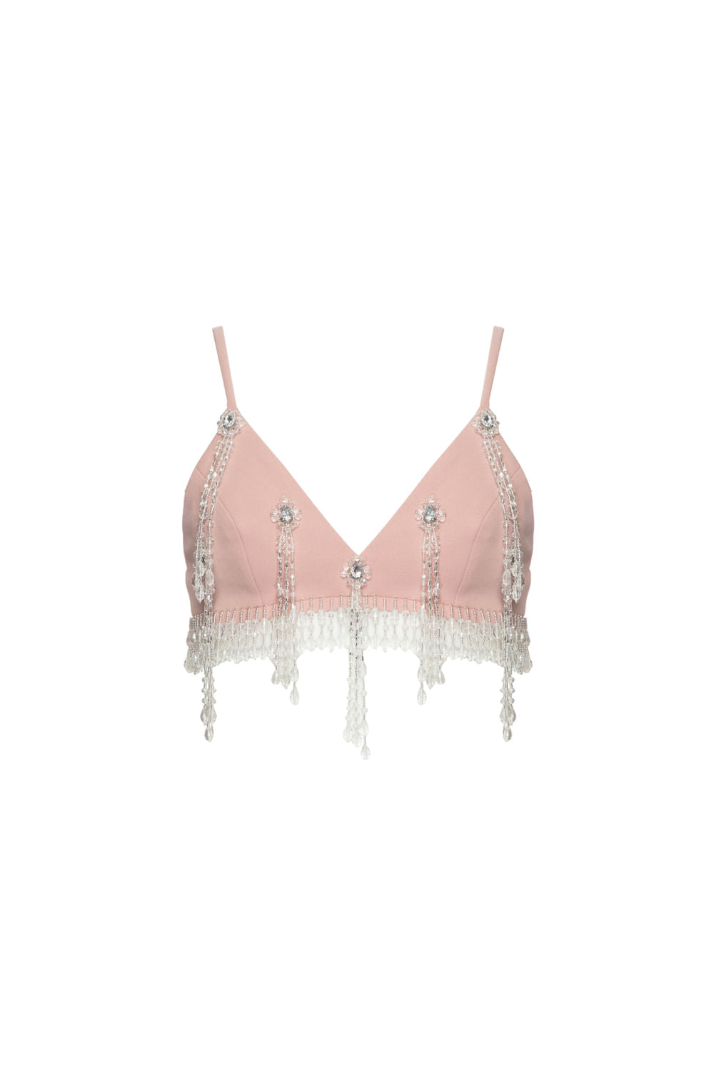 TOP BORDADO FRANJA CREPE CRYSTAL NUDE