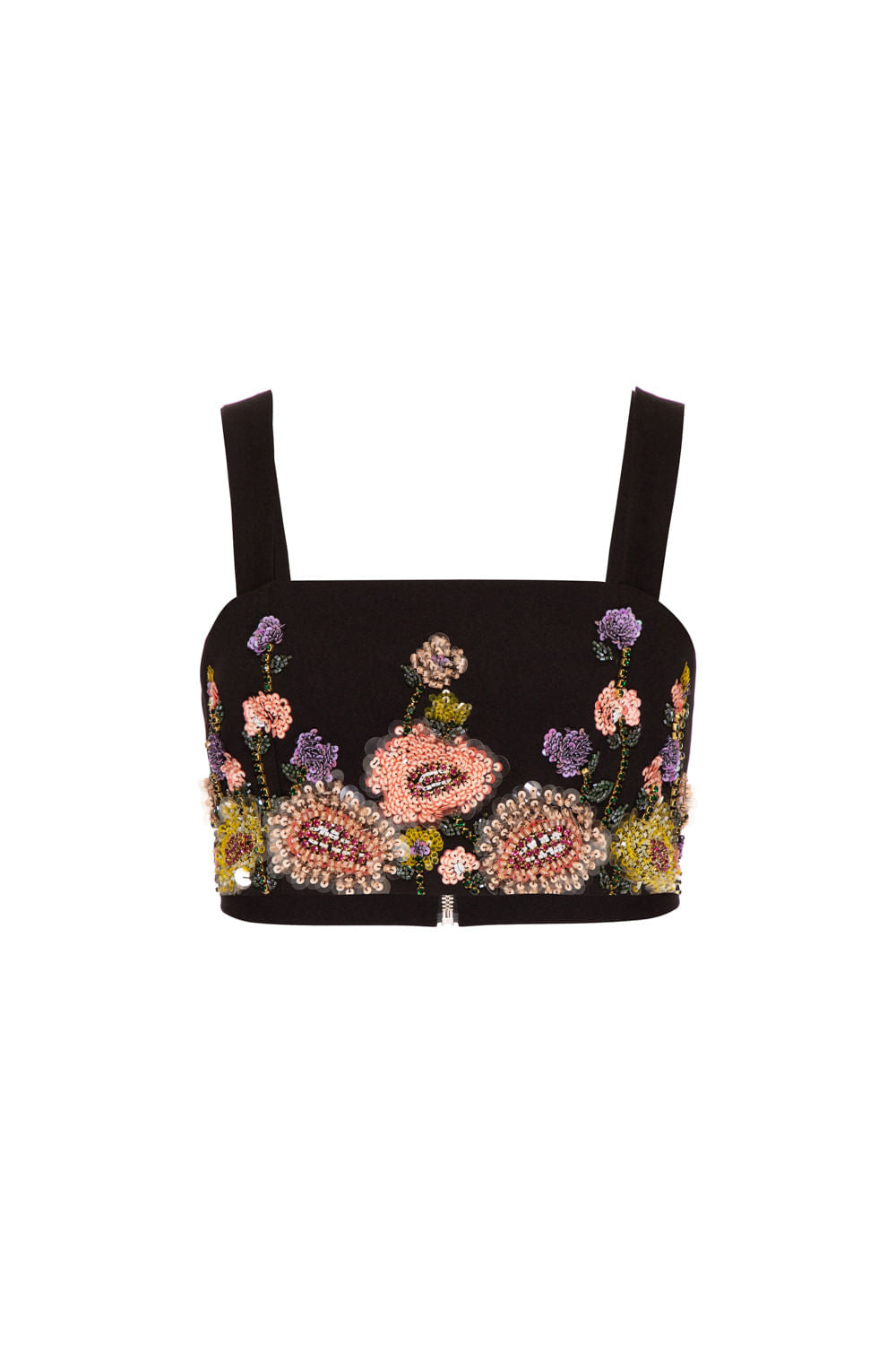 TOP CROPPED BORDADO CREPE DAISY PRETO