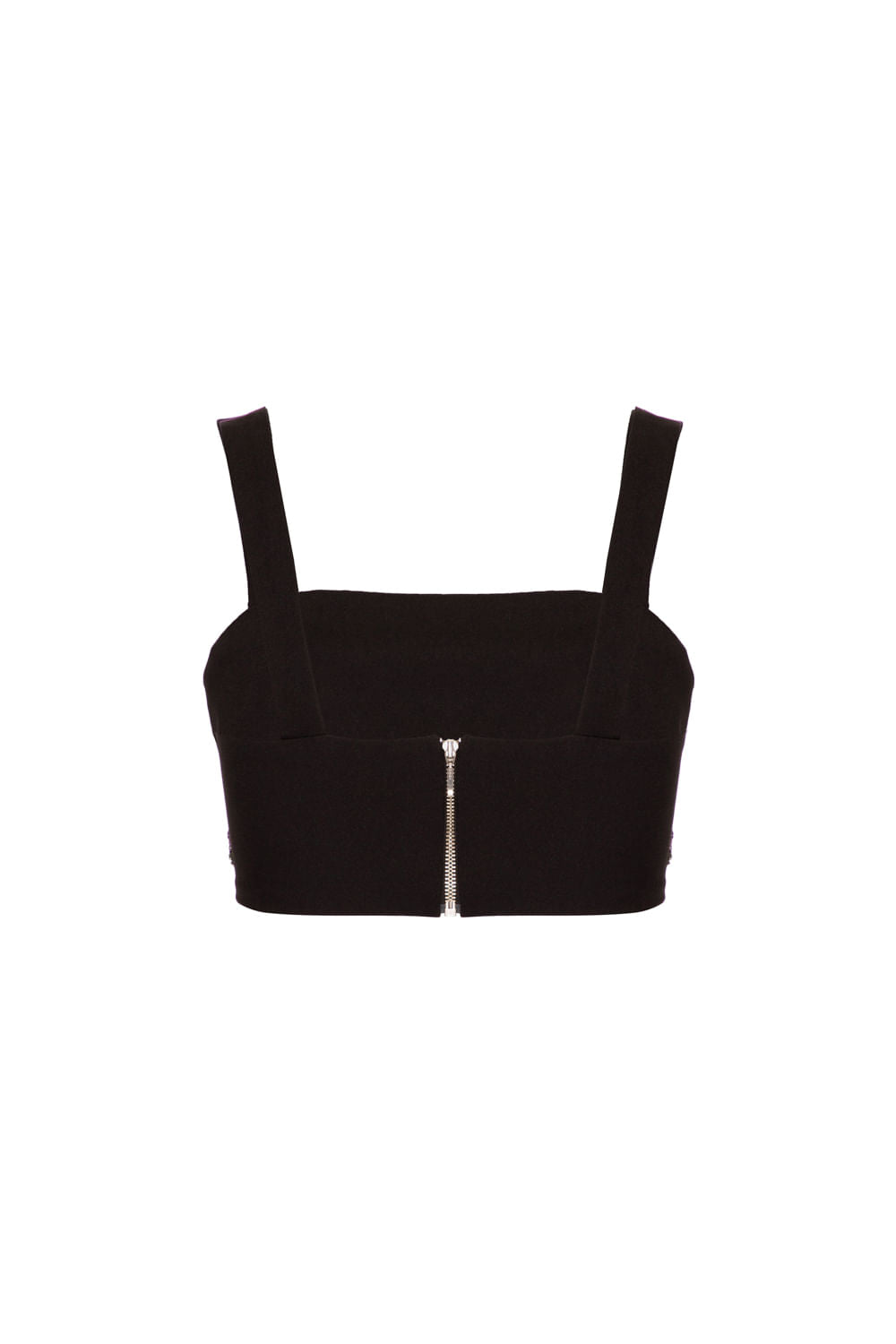 TOP CROPPED BORDADO CREPE DAISY PRETO