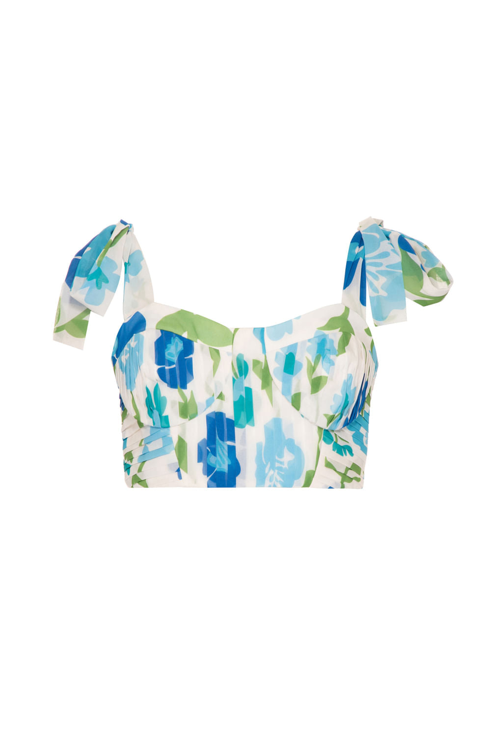 TOP PLISSADO RETRÔ FLOWER OFF WHITE