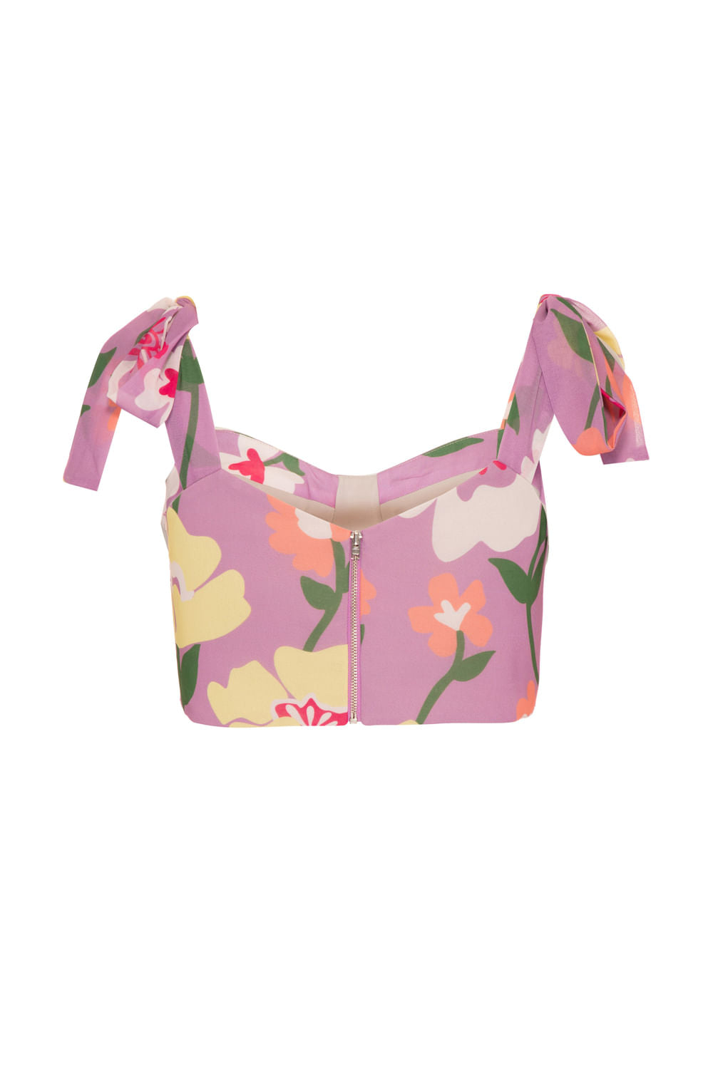 TOP PLISSADO RETRÔ FLOWER LILAS