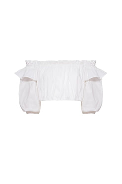 TOP CROPPED BABADO TRICOLINE JANE OFF WHITE