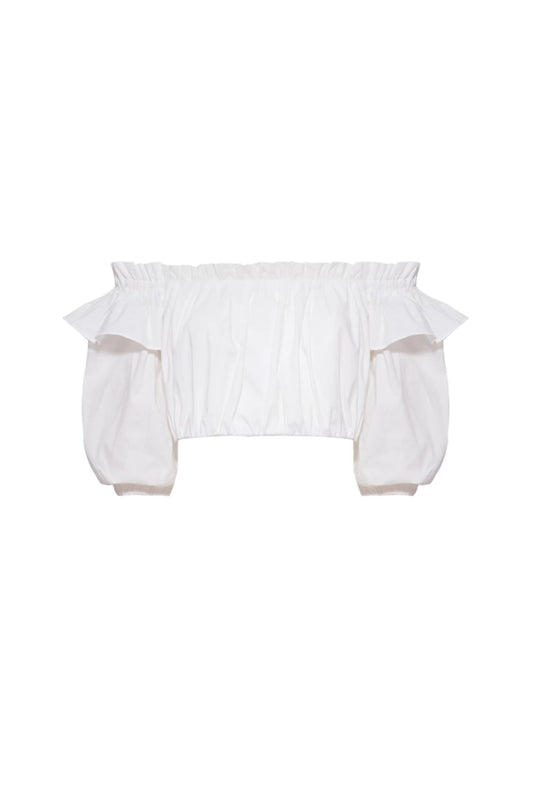TOP CROPPED BABADO TRICOLINE JANE OFF WHITE
