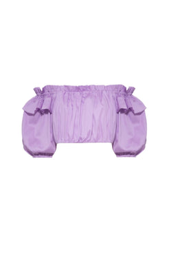 TOP CROPPED BABADO TRICOLINE JANE LILAS