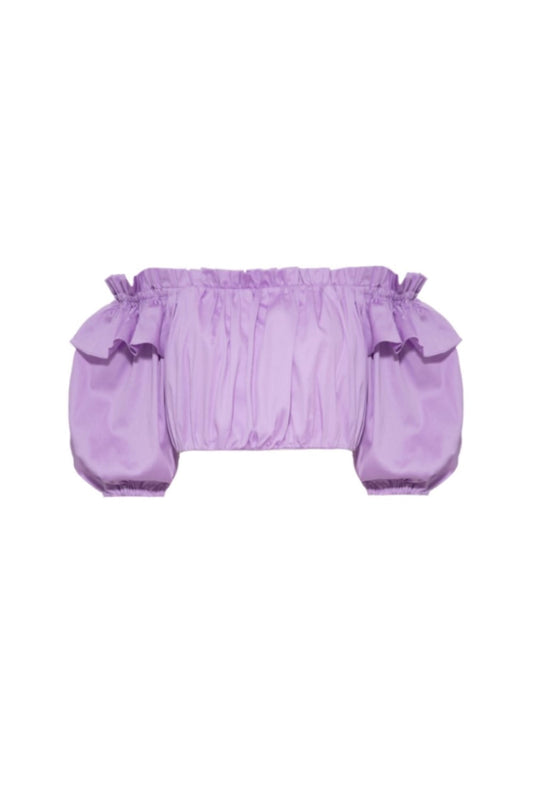 TOP CROPPED BABADO TRICOLINE JANE LILAS