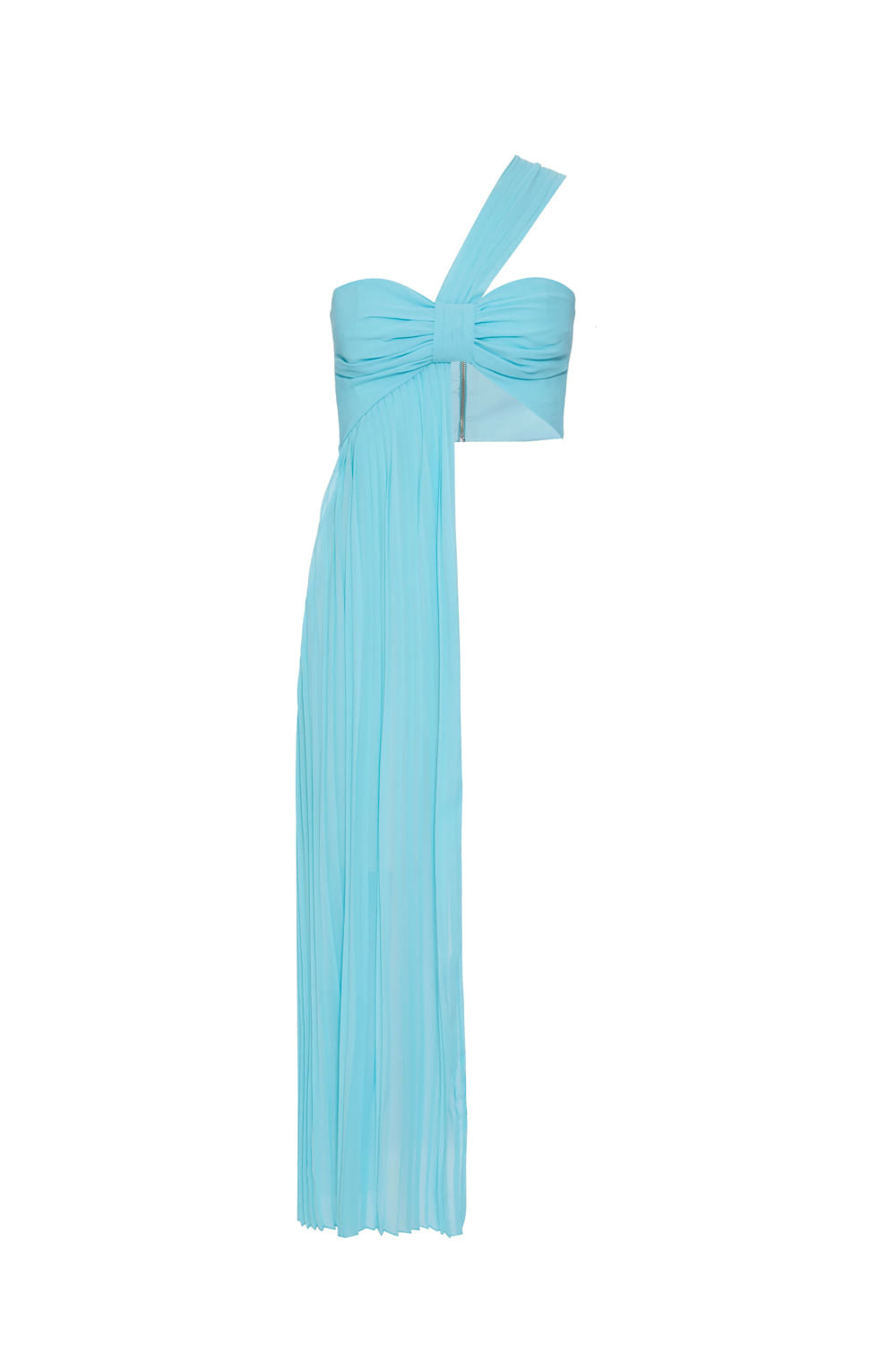 TOP OMBRO ÚNICO CHIFFON ÍRIS AZUL