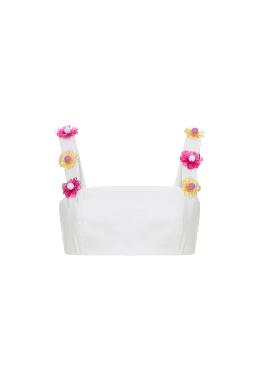 TOP CROPPED BORDADO TRICOLINE JANE OFF WHITE