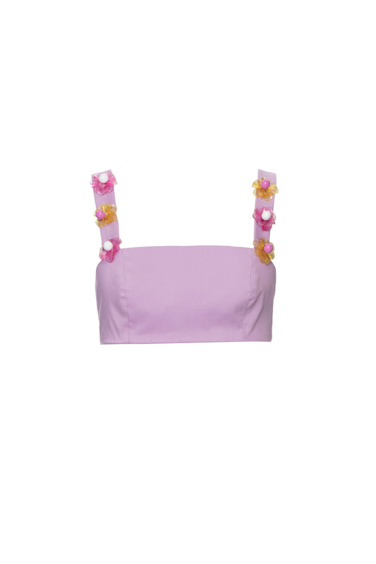 TOP CROPPED BORDADO TRICOLINE JANE LILAS