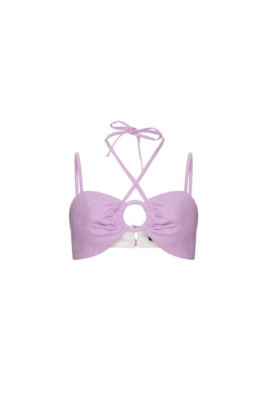 TOP CROPPED ARGOLA LINHO BALNEÁRIO LILAS