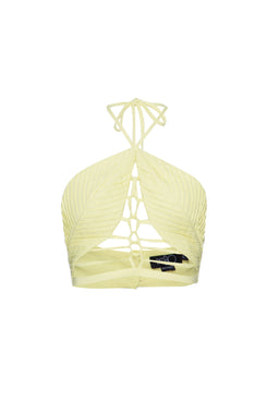 TOP CROPPED TIRAS LINHO BALNEÁRIO AMARELO