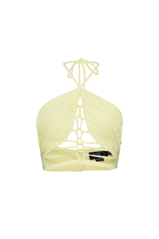 TOP CROPPED TIRAS LINHO BALNEÁRIO AMARELO
