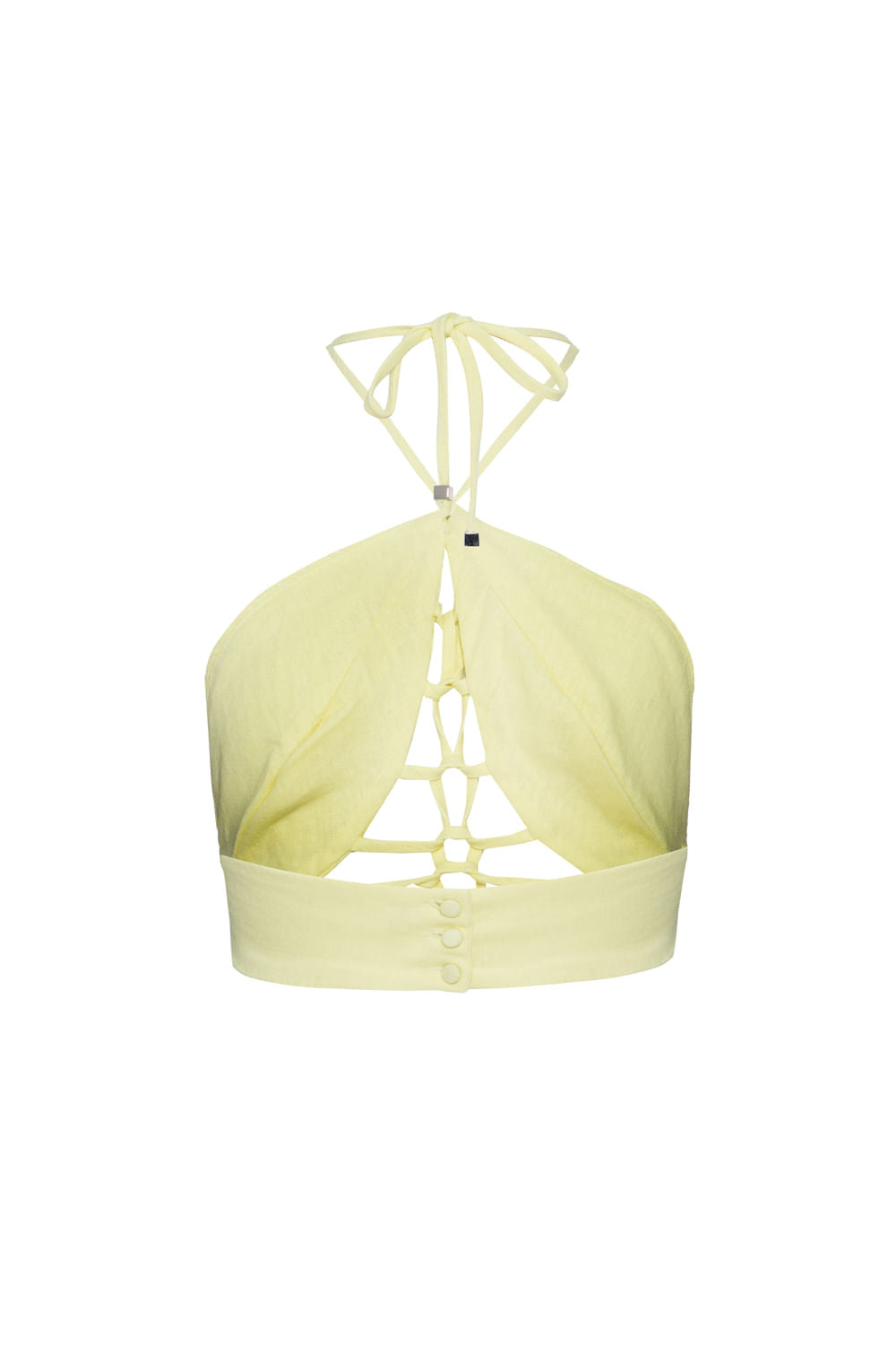 TOP CROPPED TIRAS LINHO BALNEÁRIO AMARELO