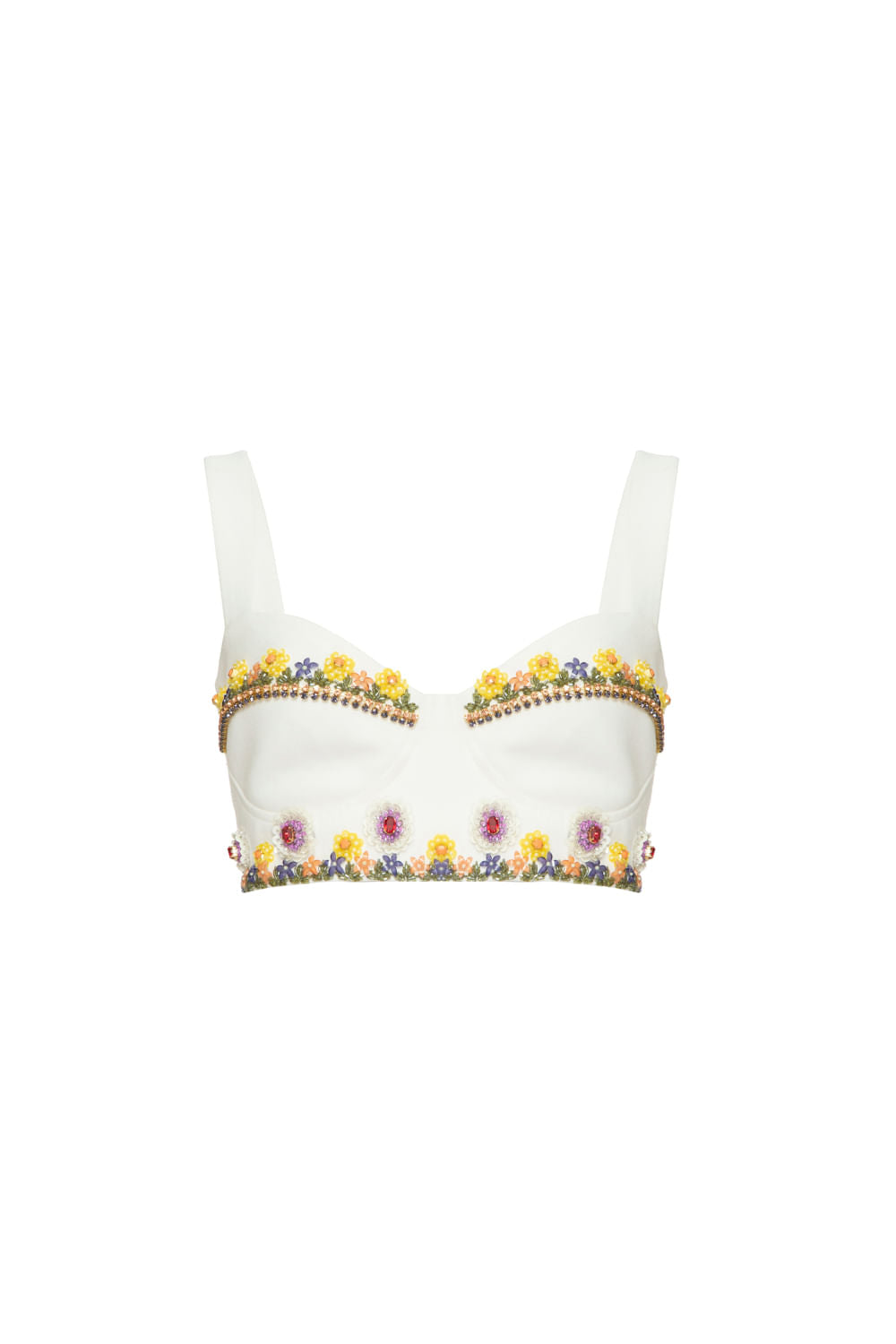 Top liso bordado retrÃ´ flower off white