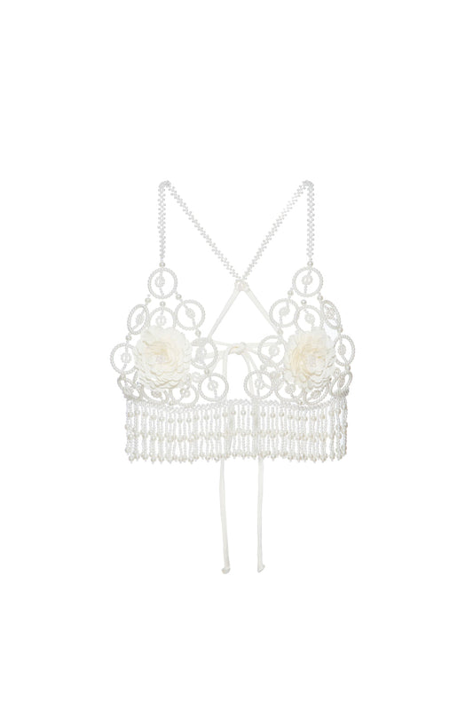 Top cropped bordado lycra jackie off white