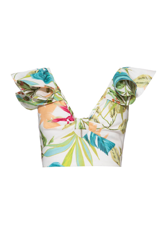 TOP CROPPED BABADO TROPICÁLIA OFF WHITE