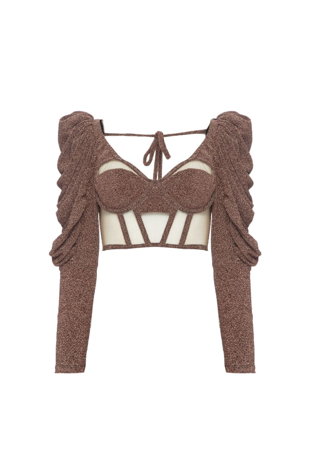TOP CORSET LUREX BARDOT COBRE