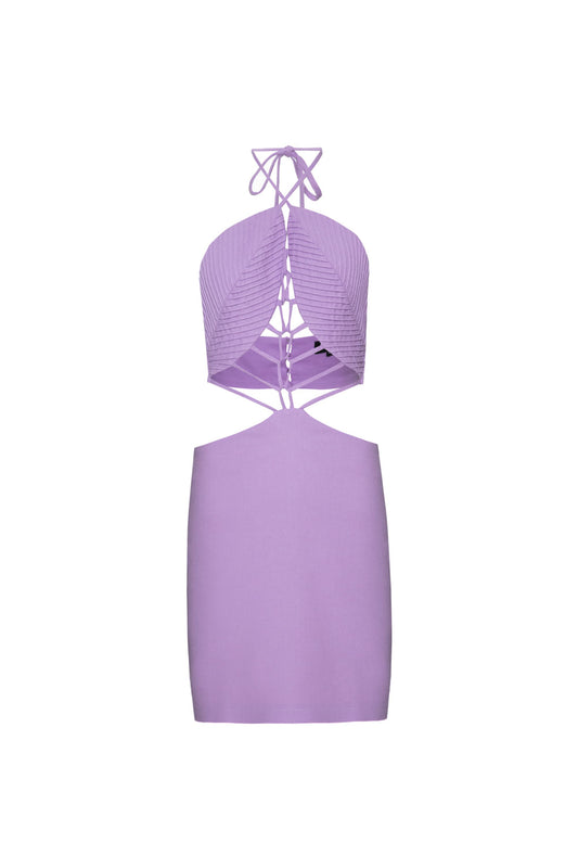 VESTIDO CURTO TIRAS LINHO BALNEÁRIO LILAS