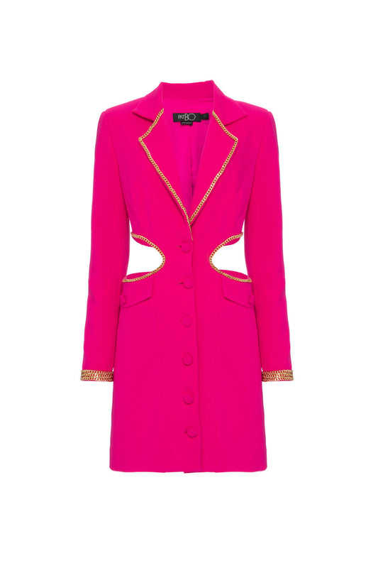 VESTIDO CURTO BLAZER CORRENTE RECORTES CREPE CHAIN PINK