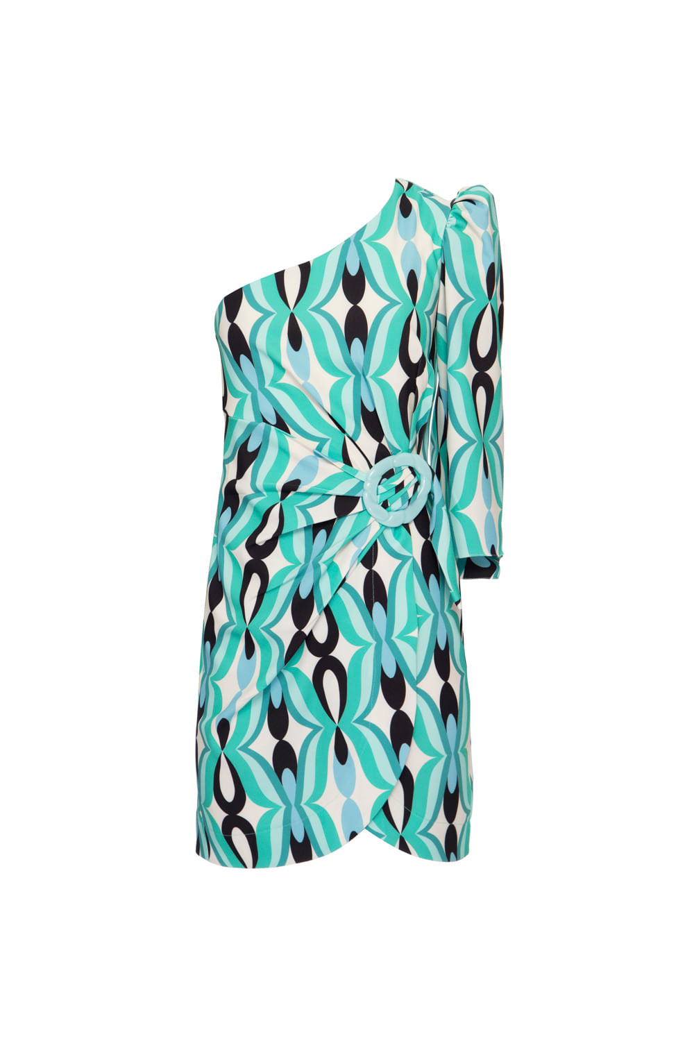 VESTIDO CURTO MANGA ÚNICA TWIST AZUL