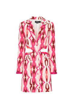 VESTIDO BLAZER CURTO RECORTES TWIST ROSA