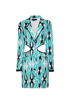 VESTIDO BLAZER CURTO RECORTES TWIST AZUL