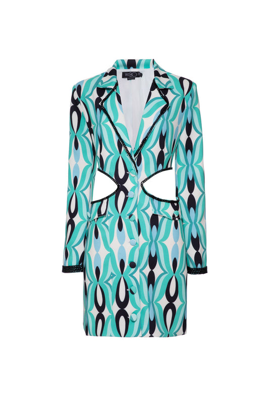 VESTIDO BLAZER CURTO RECORTES TWIST AZUL