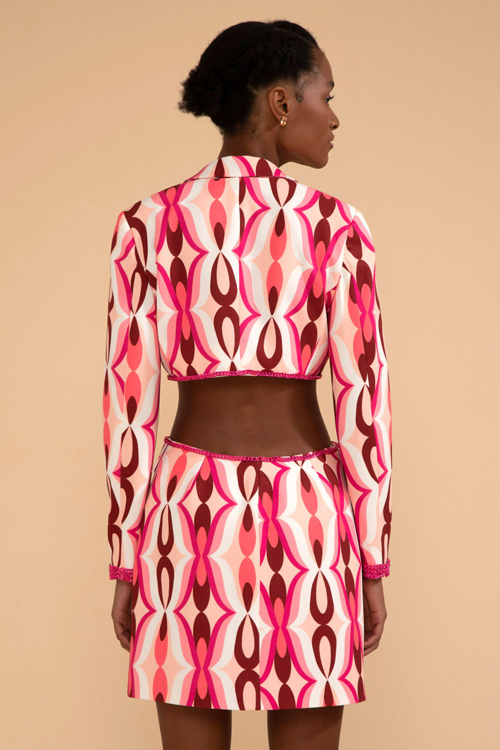 VESTIDO BLAZER CURTO RECORTES TWIST ROSA