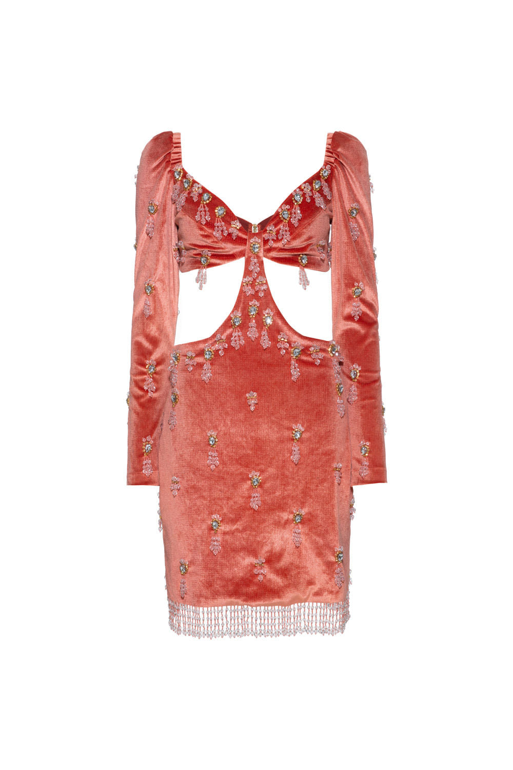 VESTIDO CURTO VELUDO DUBAI LARANJA