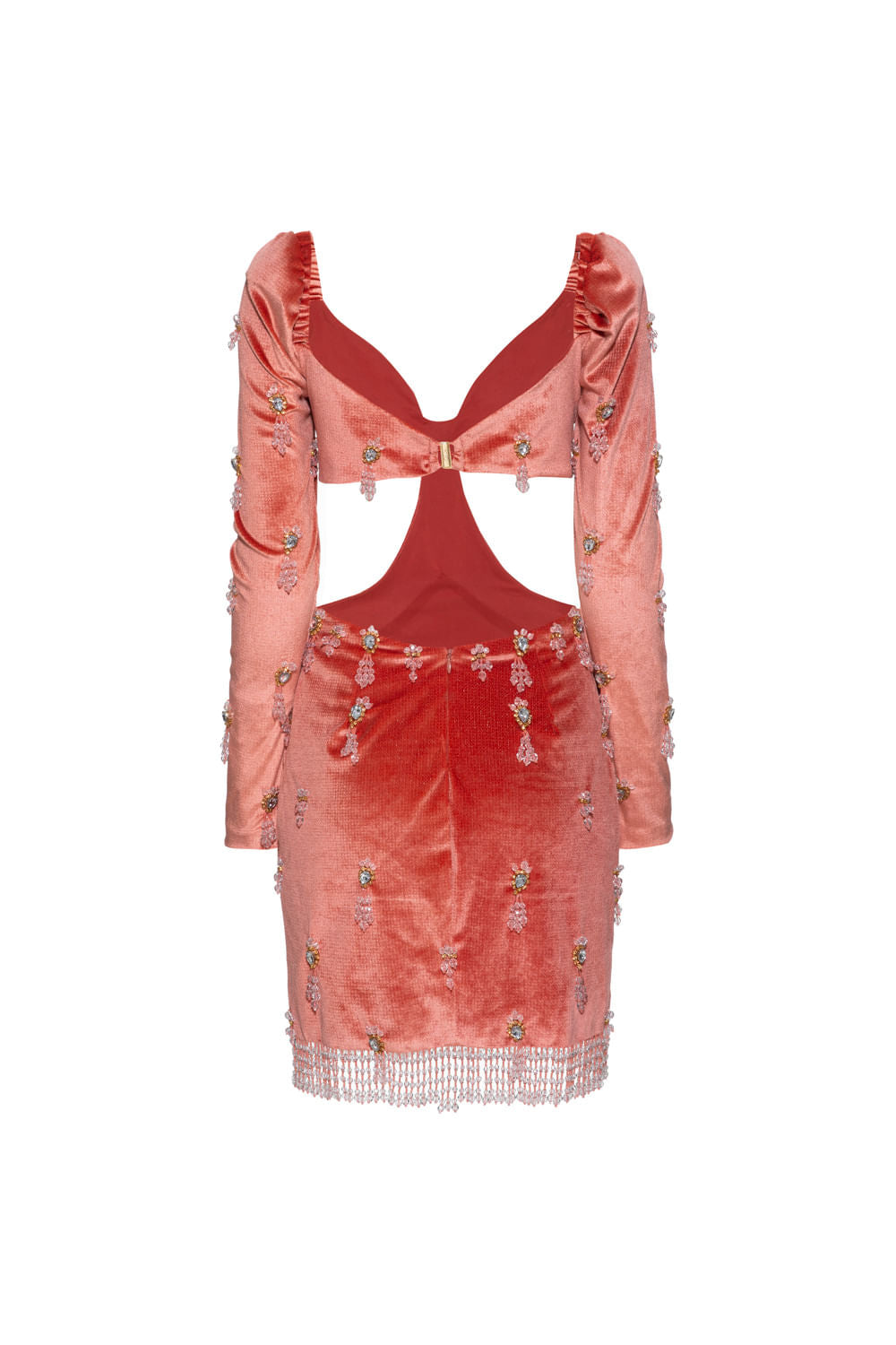 VESTIDO CURTO VELUDO DUBAI LARANJA