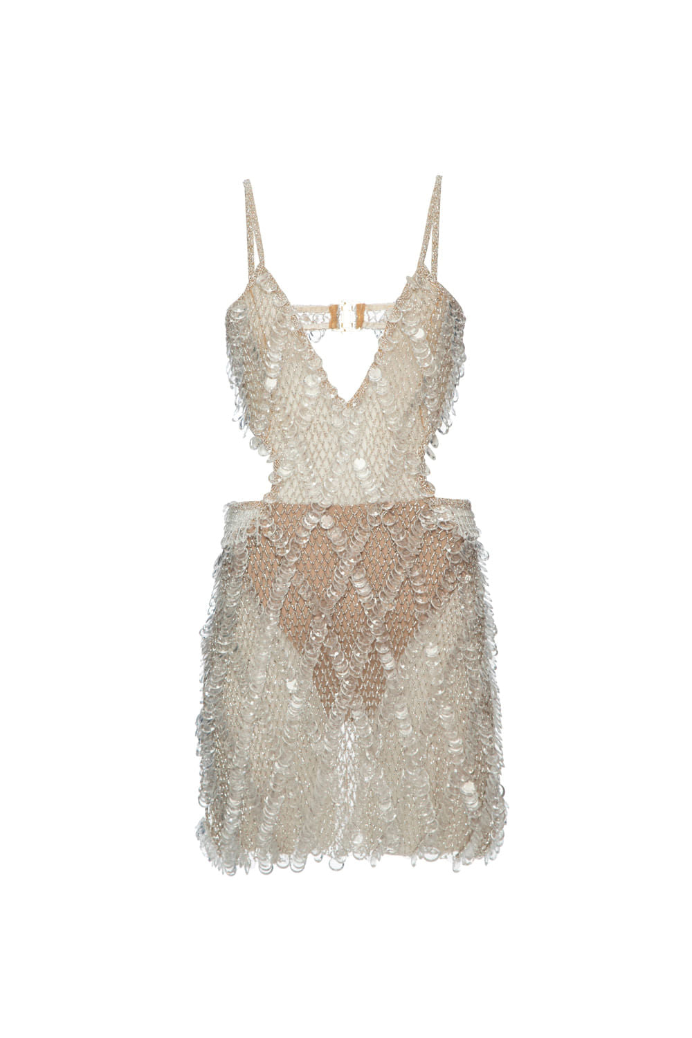 VESTIDO CURTO BORDADO TULE CRYSTAL PRATA