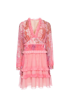 VESTIDO CURTO BABADO COTTON CANDY ROSA