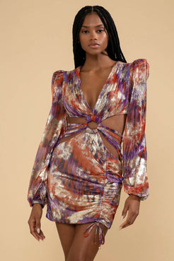 VESTIDO CURTO RECORTES LUREX CHER MULTICOR