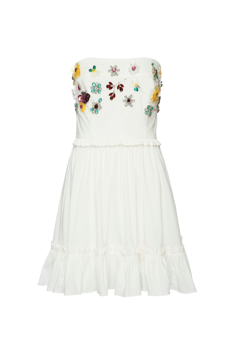 VESTIDO CURTO BORDADO TRICOLINE JANE OFF WHITE